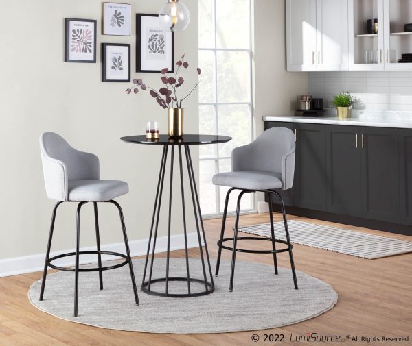 Ahoy Light Grey Fabric Black Metal Contemporary Counter Stools Set of 2