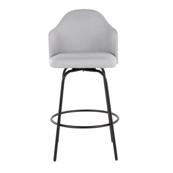 Ahoy Light Grey Fabric Black Metal Contemporary Counter Stools Set of 2 7