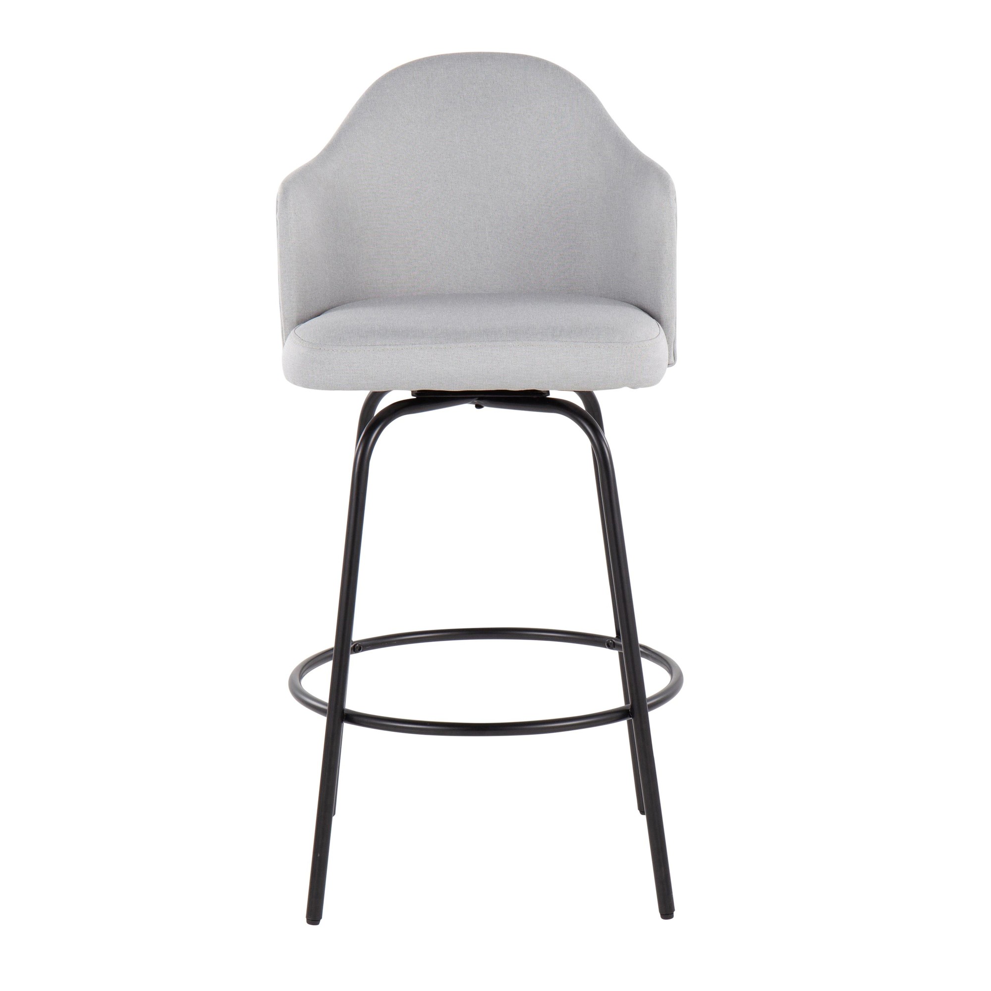 Ahoy Light Grey Fabric Black Metal Contemporary Counter Stools (Set of 2) 8 Ahoy Light Grey Fabric Black Metal Contemporary Counter Stools (Set of 2) - Image 8