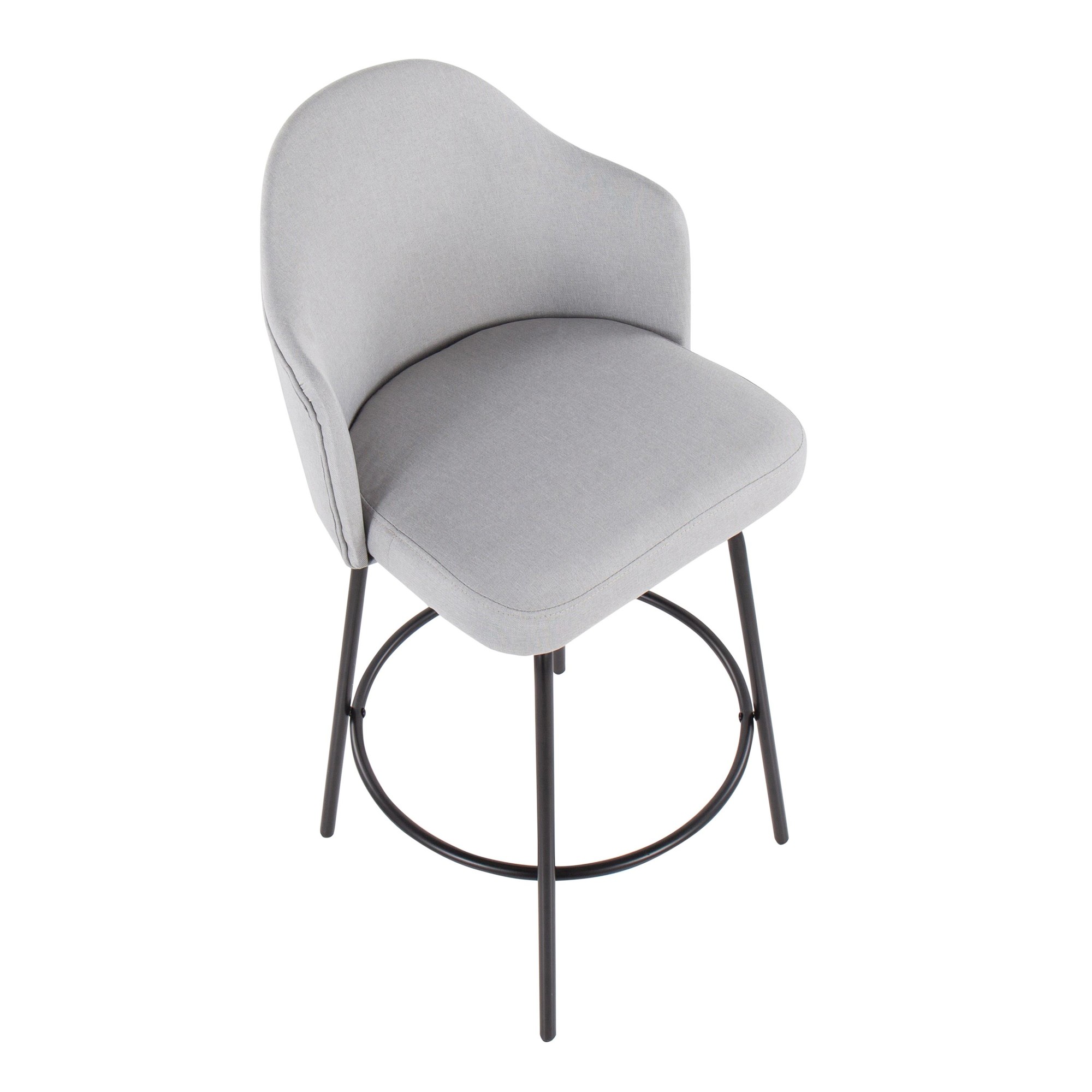 Ahoy Light Grey Fabric Black Metal Contemporary Counter Stools (Set of 2) 9 Ahoy Light Grey Fabric Black Metal Contemporary Counter Stools (Set of 2) - Image 9