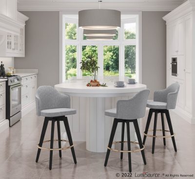 Ahoy Light Grey Fabric Contemporary Counter Stool (Set of 2)