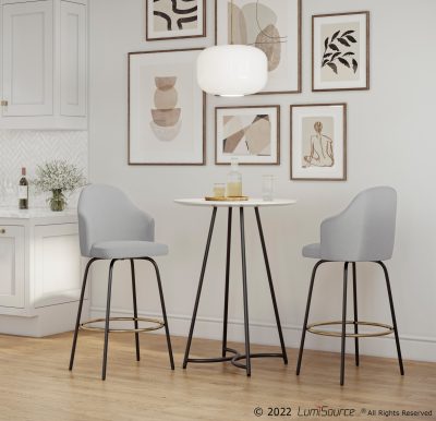 Ahoy Light Grey Fabric Contemporary Counter Stools