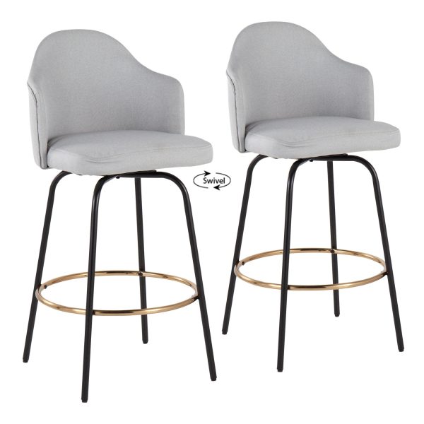 Ahoy Light Grey Fabric Contemporary Counter Stools Set of 2 1