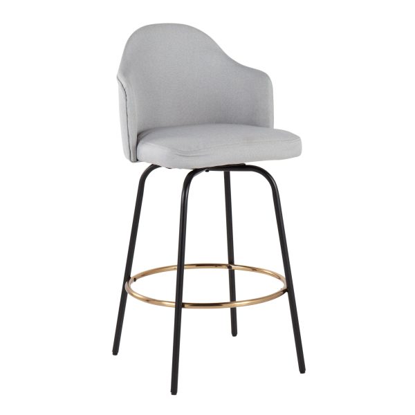 Ahoy Light Grey Fabric Contemporary Counter Stools Set of 2 2