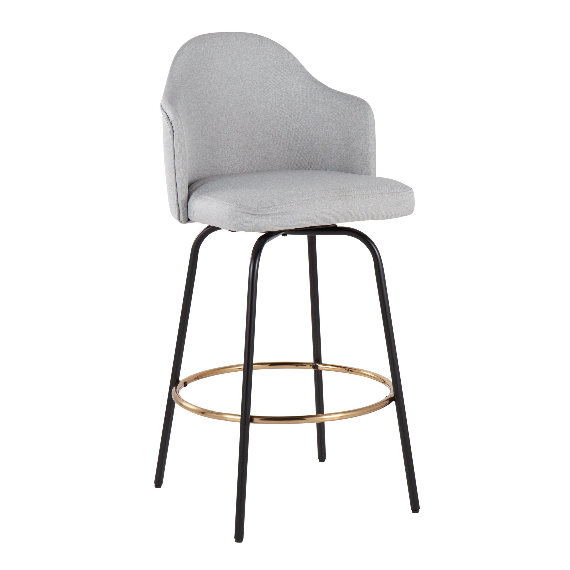 Ahoy Light Grey Fabric Contemporary Counter Stools (Set of 2) 3 Ahoy Light Grey Fabric Contemporary Counter Stools (Set of 2) - Image 3