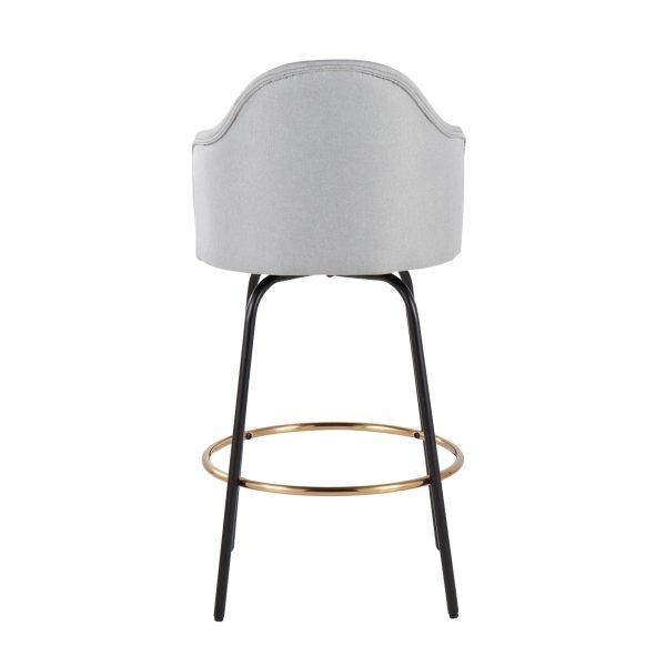 Ahoy Light Grey Fabric Contemporary Counter Stools Set of 2 5