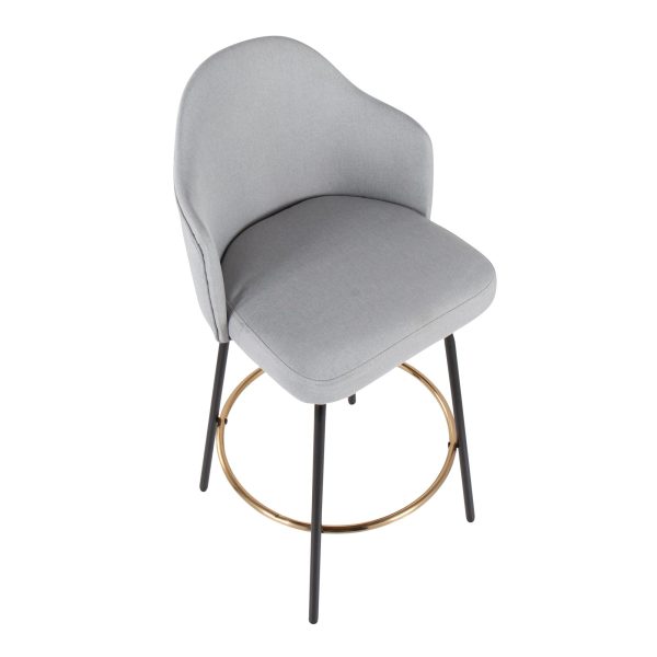 Ahoy Light Grey Fabric Contemporary Counter Stools Set of 2 7