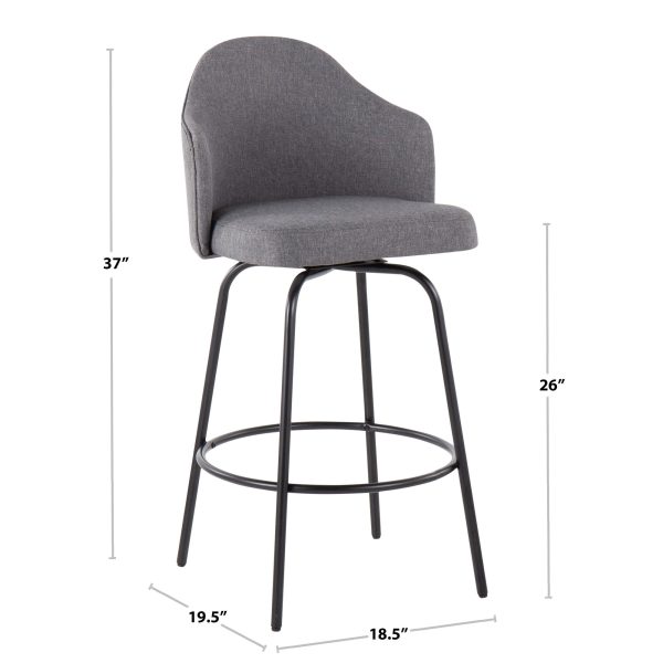Ahoy Light Grey Fabric Contemporary Counter Stools Set of 2 8