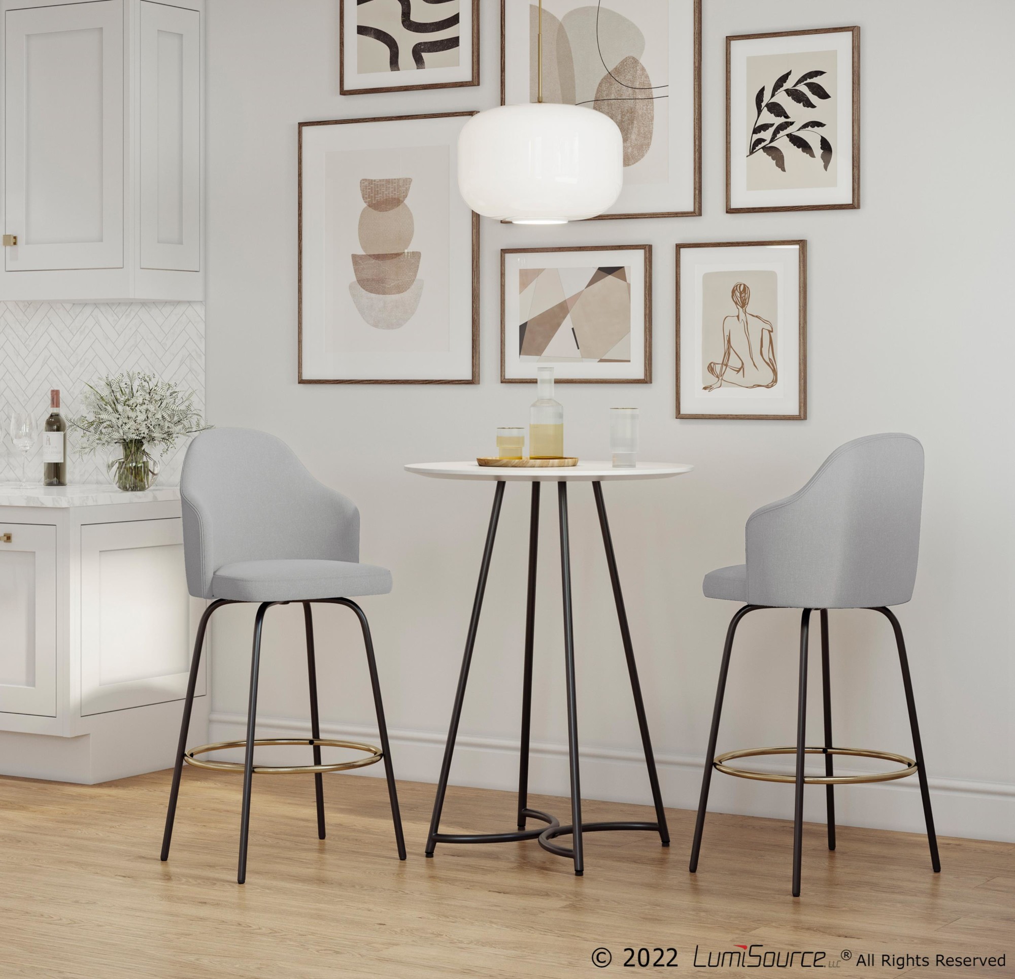 Ahoy Light Grey Fabric Contemporary Counter Stools (Set of 2) 1 Ahoy Light Grey Fabric Contemporary Counter Stools (Set of 2)