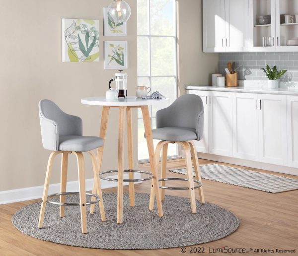 Ahoy Light Grey Fabric Mid Century Modern Counter Stools Set of 2 1