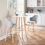 Ahoy Light Grey Fabric Mid-Century Modern Counter Stools (Set of 2) 4 Ahoy Light Grey Fabric Mid-Century Modern Counter Stools (Set of 2)