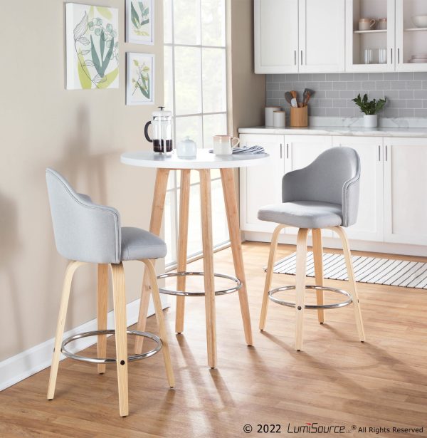 Ahoy Light Grey Fabric Mid Century Modern Counter Stools Set of 2