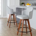 Ahoy Light Grey Fabric Walnut Bamboo Contemporary Counter Stools (Set of 2) 8 Ahoy Light Grey Fabric Walnut Bamboo Contemporary Counter Stools (Set of 2)
