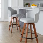 Ahoy Light Grey Fabric Walnut Bamboo Contemporary Counter Stools (Set of 2) 7 Ahoy Light Grey Fabric Walnut Bamboo Contemporary Counter Stools (Set of 2)