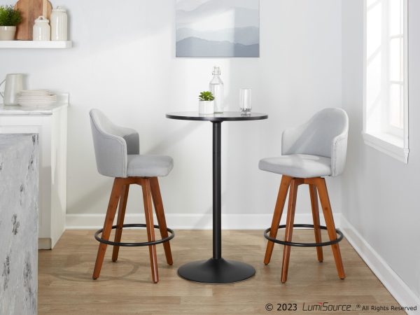 Ahoy Light Grey Fabric Walnut Bamboo Contemporary Counter Stools Set of 2 2