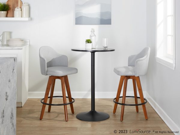 Ahoy Light Grey Fabric Walnut Bamboo Contemporary Counter Stools Set of 2 3