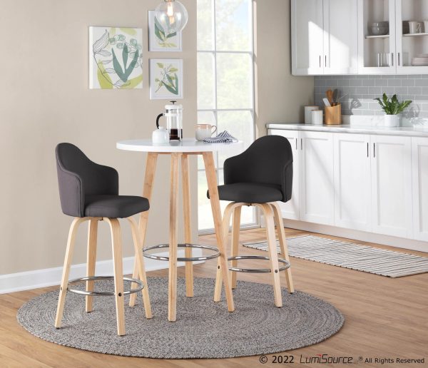 Ahoy Mid Century Modern Charcoal Swivel Counter Stool Set of 2 1