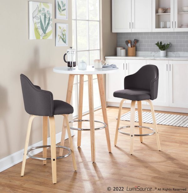 Ahoy Mid Century Modern Charcoal Swivel Counter Stool Set of 2