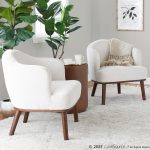 Ahoy Mid-Century Modern Cream Fabric Walnut Accent Chair