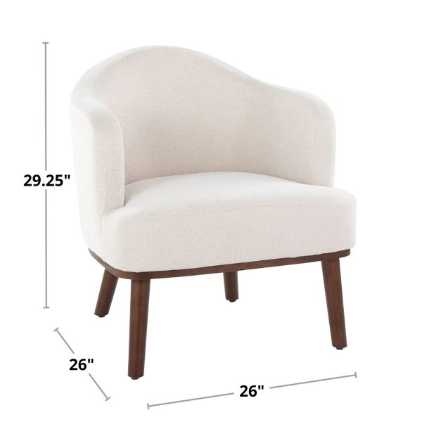 Ahoy Mid Century Modern Cream Fabric Walnut Accent Chair 10