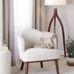 Ahoy Mid-Century Modern Cream Fabric Walnut Accent Chair