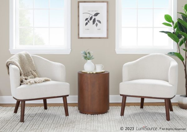Ahoy Mid Century Modern Cream Fabric Walnut Accent Chair 2