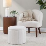 Ahoy Mid-Century Modern Cream Fabric Walnut Accent Chair