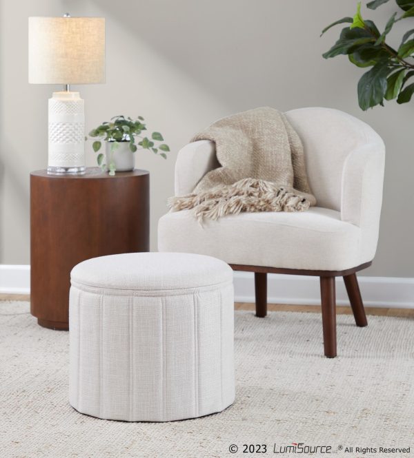 Ahoy Mid Century Modern Cream Fabric Walnut Accent Chair 3