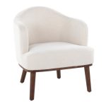 Ahoy Mid-Century Modern Cream Fabric Walnut Accent Chair