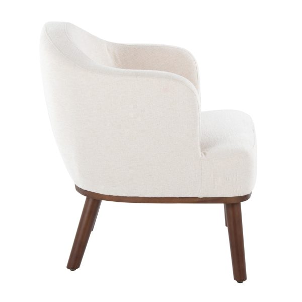 Ahoy Mid Century Modern Cream Fabric Walnut Accent Chair 5