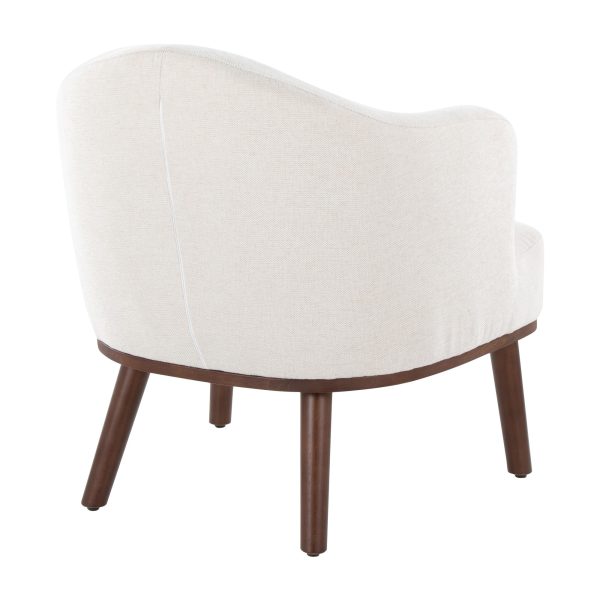 Ahoy Mid Century Modern Cream Fabric Walnut Accent Chair 6
