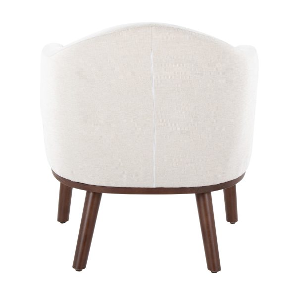 Ahoy Mid Century Modern Cream Fabric Walnut Accent Chair 7