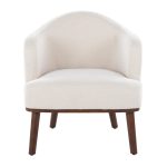 Ahoy Mid-Century Modern Cream Fabric Walnut Accent Chair