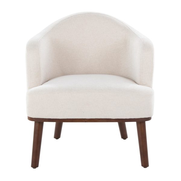 Ahoy Mid Century Modern Cream Fabric Walnut Accent Chair 8