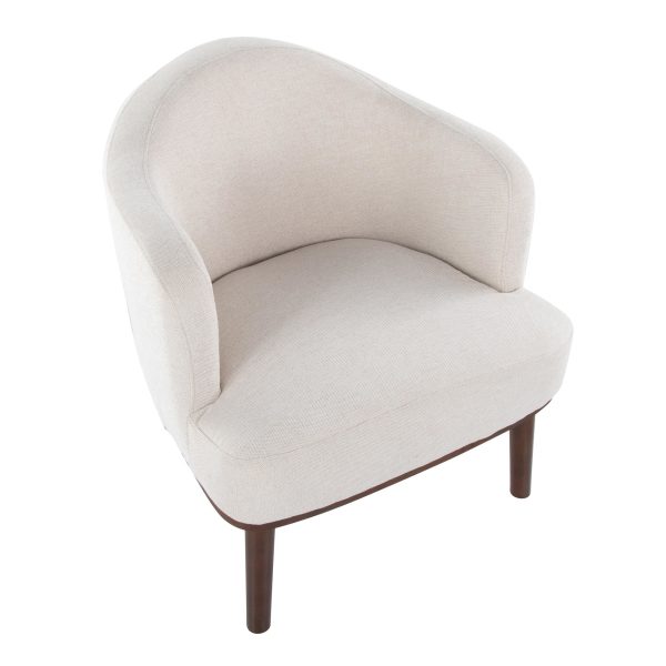 Ahoy Mid Century Modern Cream Fabric Walnut Accent Chair 9