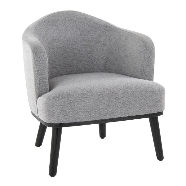 Ahoy Mid Century Modern Grey Fabric Accent Chair Black Wood 2