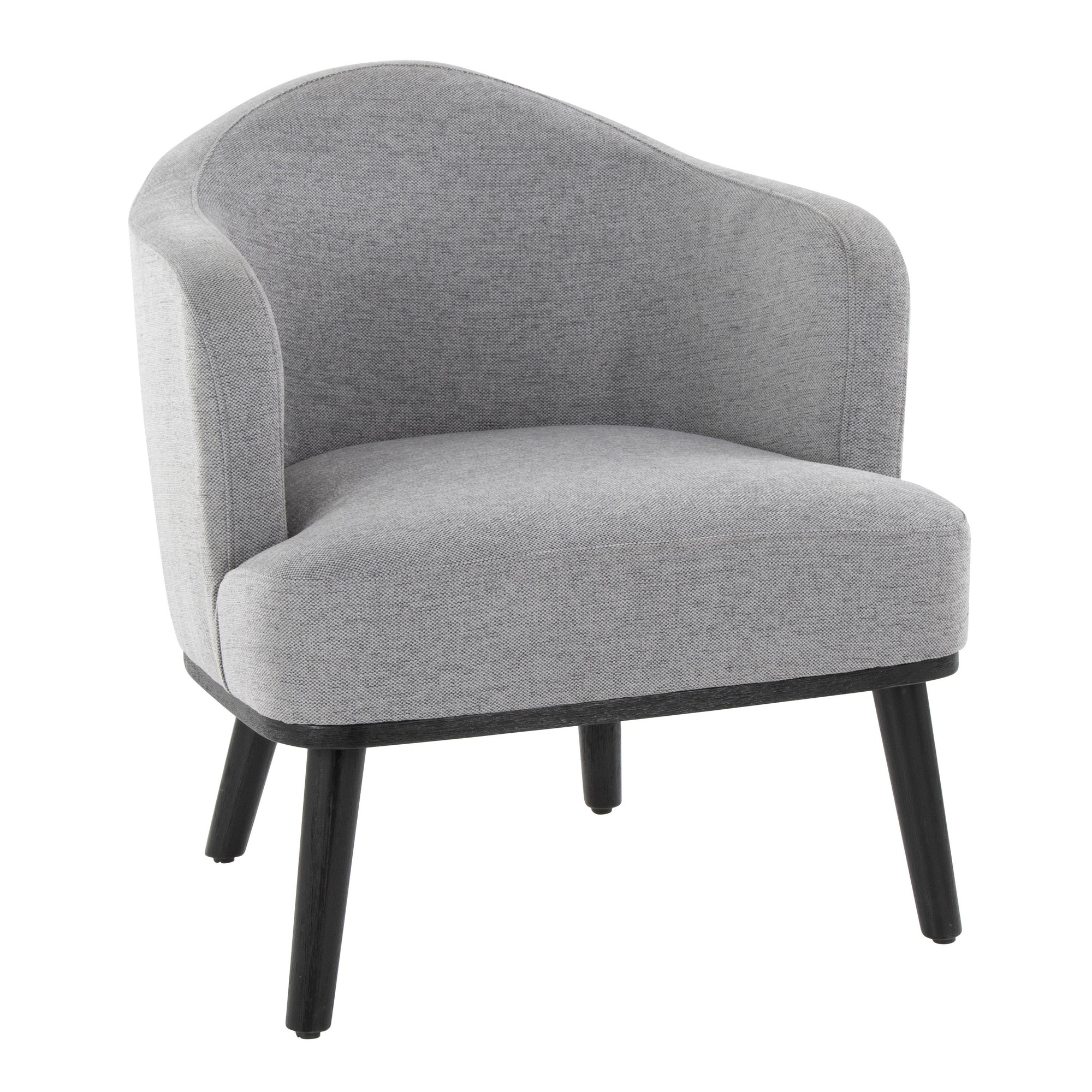 Ahoy Mid-Century Modern Grey Fabric Accent Chair Black Wood 3 Ahoy Mid-Century Modern Grey Fabric Accent Chair Black Wood - Image 3