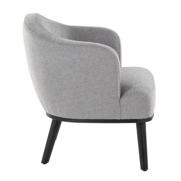 Ahoy Mid Century Modern Grey Fabric Accent Chair Black Wood 3