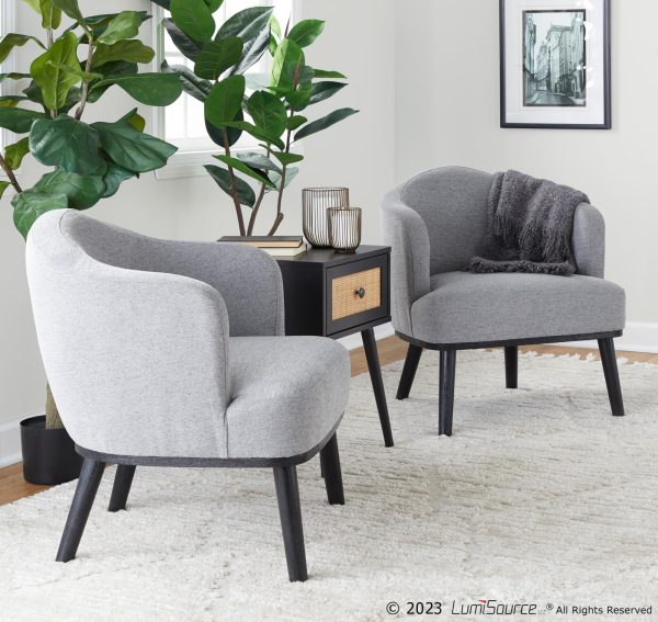 Ahoy Mid Century Modern Grey Fabric Accent Chair Black Wood