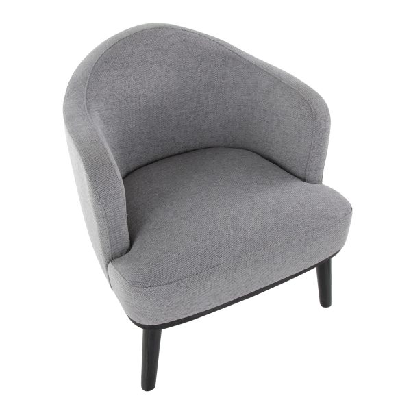 Ahoy Mid Century Modern Grey Fabric Accent Chair Black Wood 7