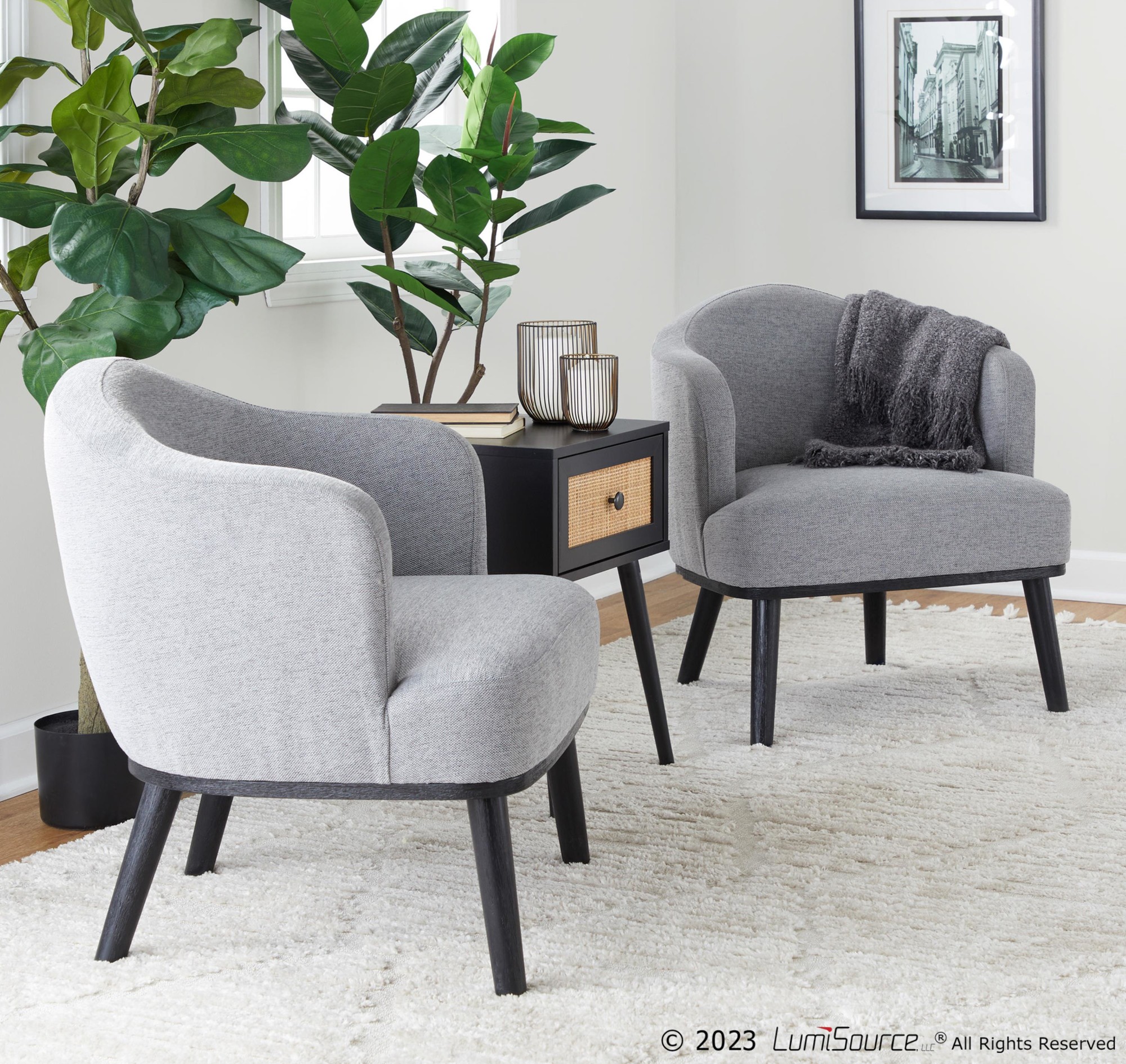 Ahoy Mid-Century Modern Grey Fabric Accent Chair Black Wood 1 Ahoy Mid-Century Modern Grey Fabric Accent Chair Black Wood