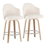 Ahoy Mid-Century Modern Zebra Wood Counter Stools (Set of 2)
