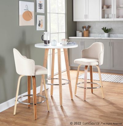 Ahoy Mid-Century Modern Zebra Wood Counter Stools (Set of 2)
