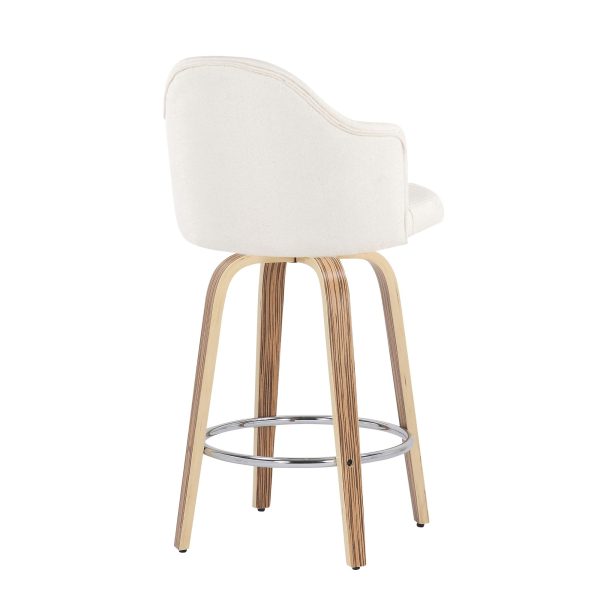 Ahoy Mid Century Modern Zebra Wood Counter Stools Set of 2 5