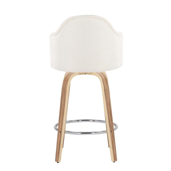 Ahoy Mid Century Modern Zebra Wood Counter Stools Set of 2 6