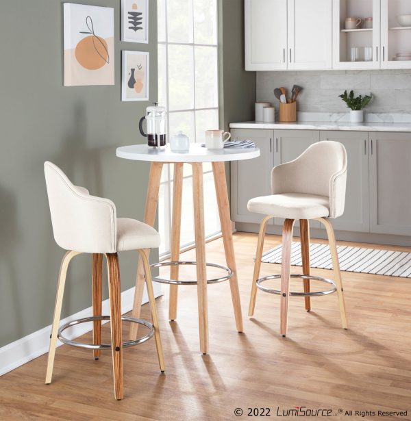 Ahoy Mid Century Modern Zebra Wood Counter Stools Set of 2
