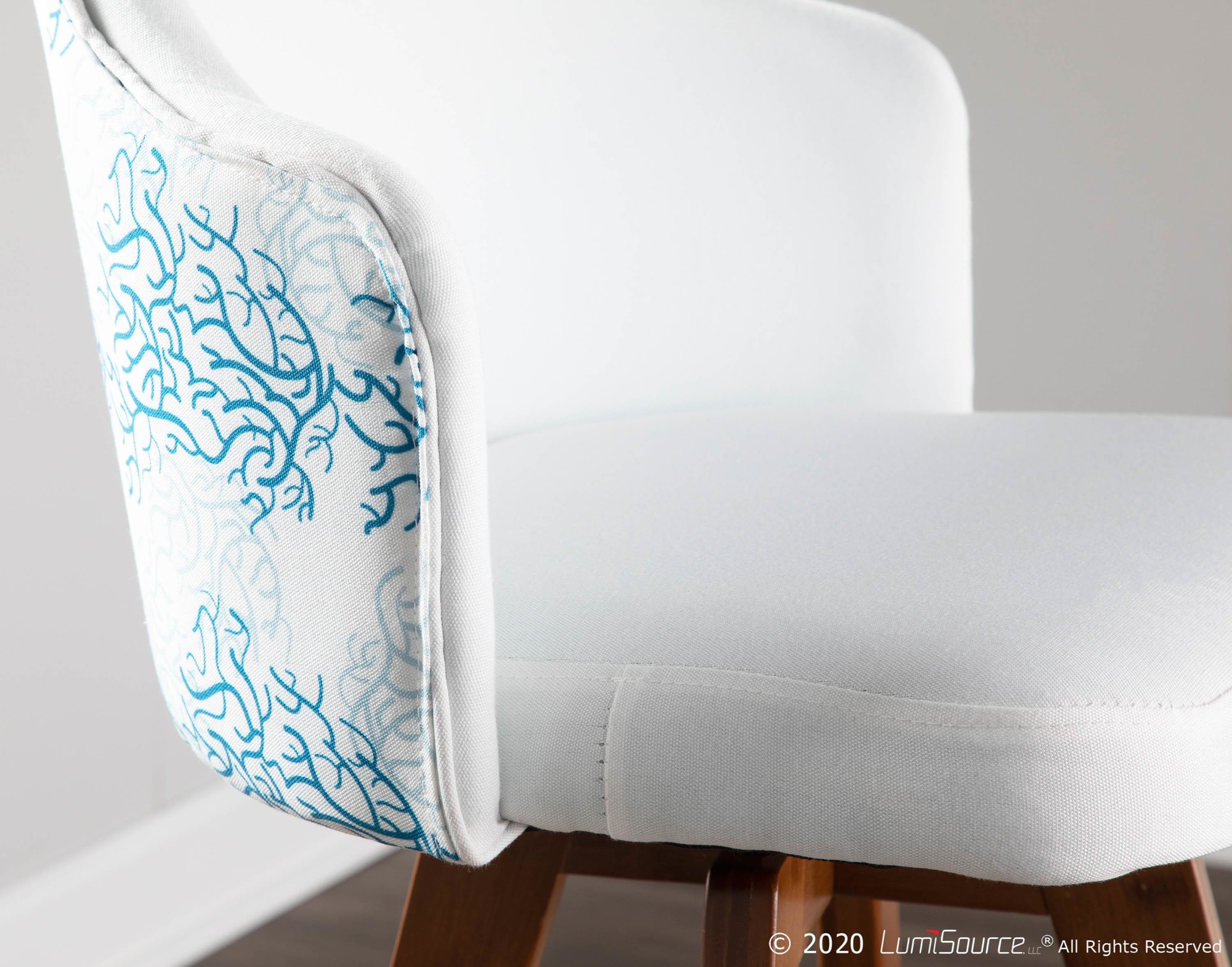 Ahoy Mid-Century Walnut and Blue Coral Swivel Counter Stool 2 Ahoy Mid-Century Walnut and Blue Coral Swivel Counter Stool - Image 2