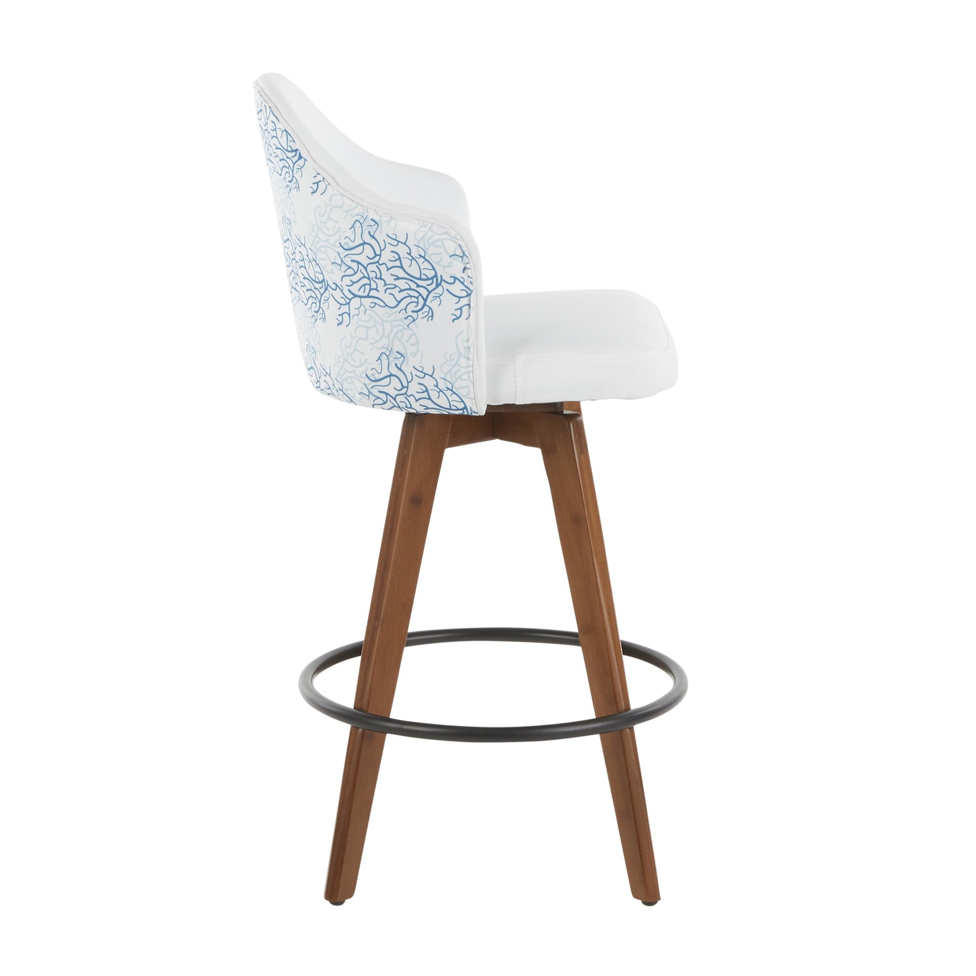 Ahoy Mid-Century Walnut and Blue Coral Swivel Counter Stool 6 Ahoy Mid-Century Walnut and Blue Coral Swivel Counter Stool - Image 6