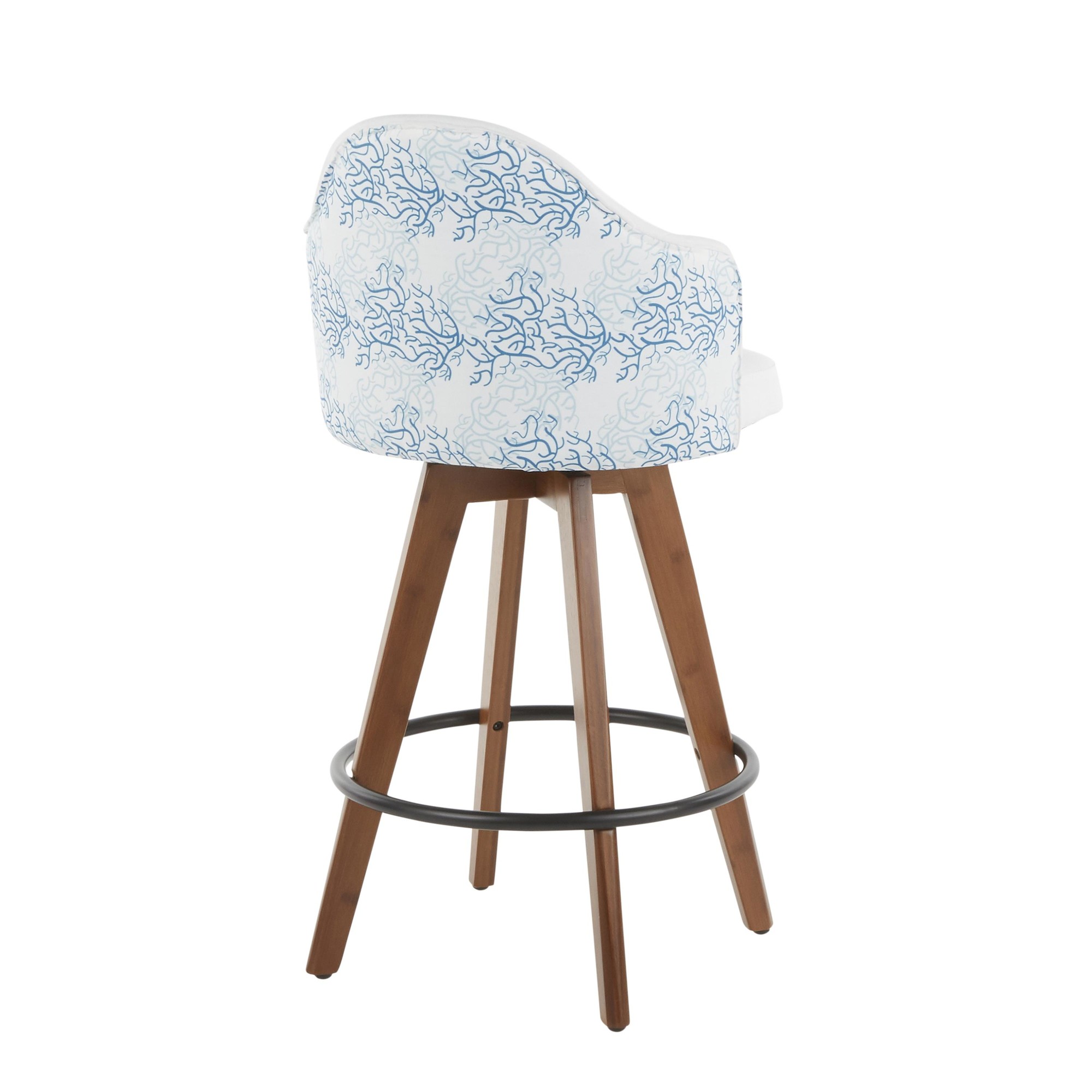 Ahoy Mid-Century Walnut and Blue Coral Swivel Counter Stool 7 Ahoy Mid-Century Walnut and Blue Coral Swivel Counter Stool - Image 7