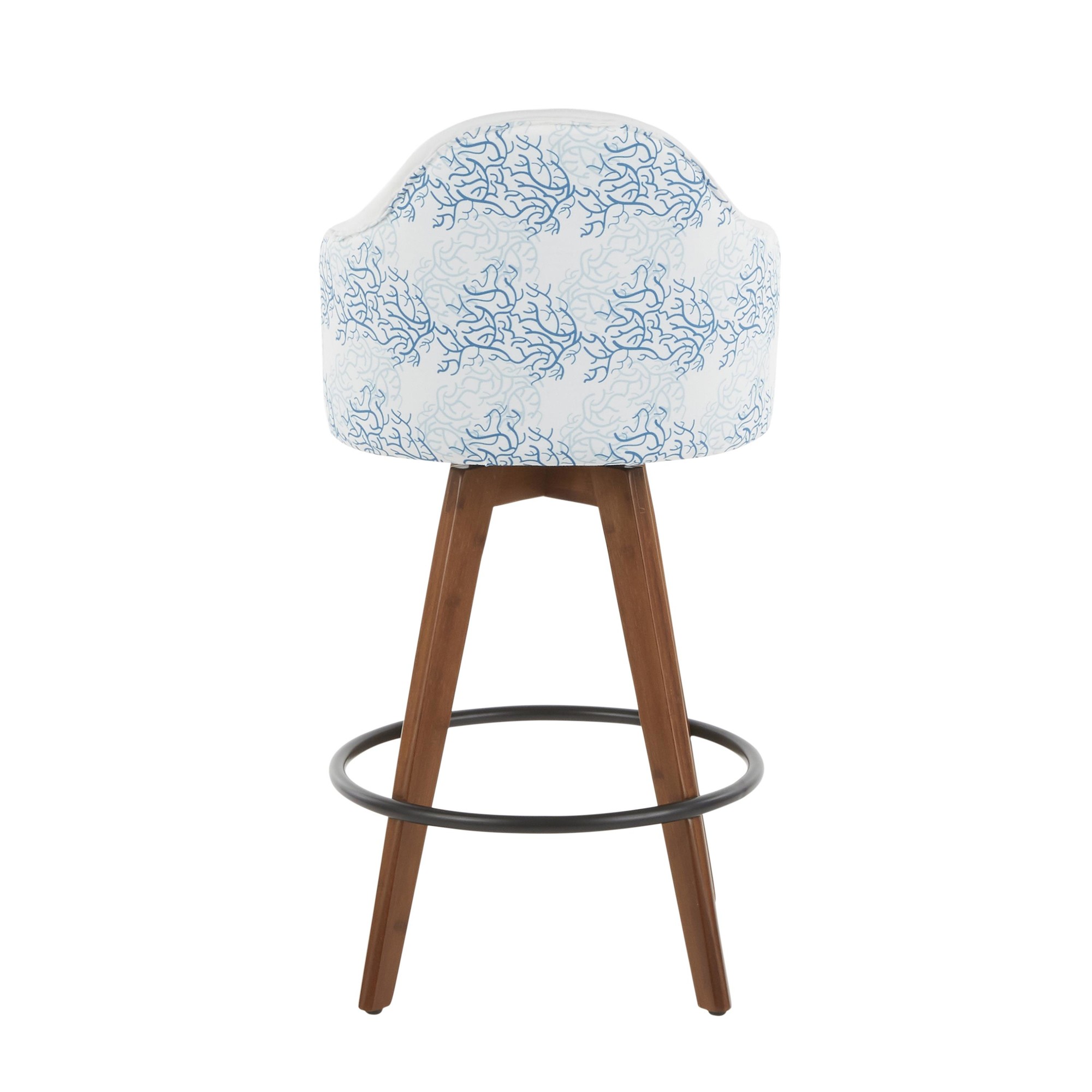 Ahoy Mid-Century Walnut and Blue Coral Swivel Counter Stool 8 Ahoy Mid-Century Walnut and Blue Coral Swivel Counter Stool - Image 8